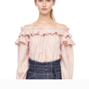 La Vie Rebecca Taylor Pink Ruffled Top